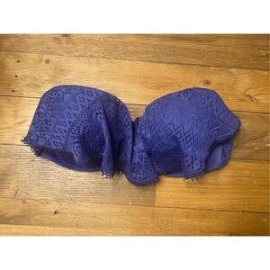 Victorias Secret 34DD the flirt bandeau bikini top blue strapless lace